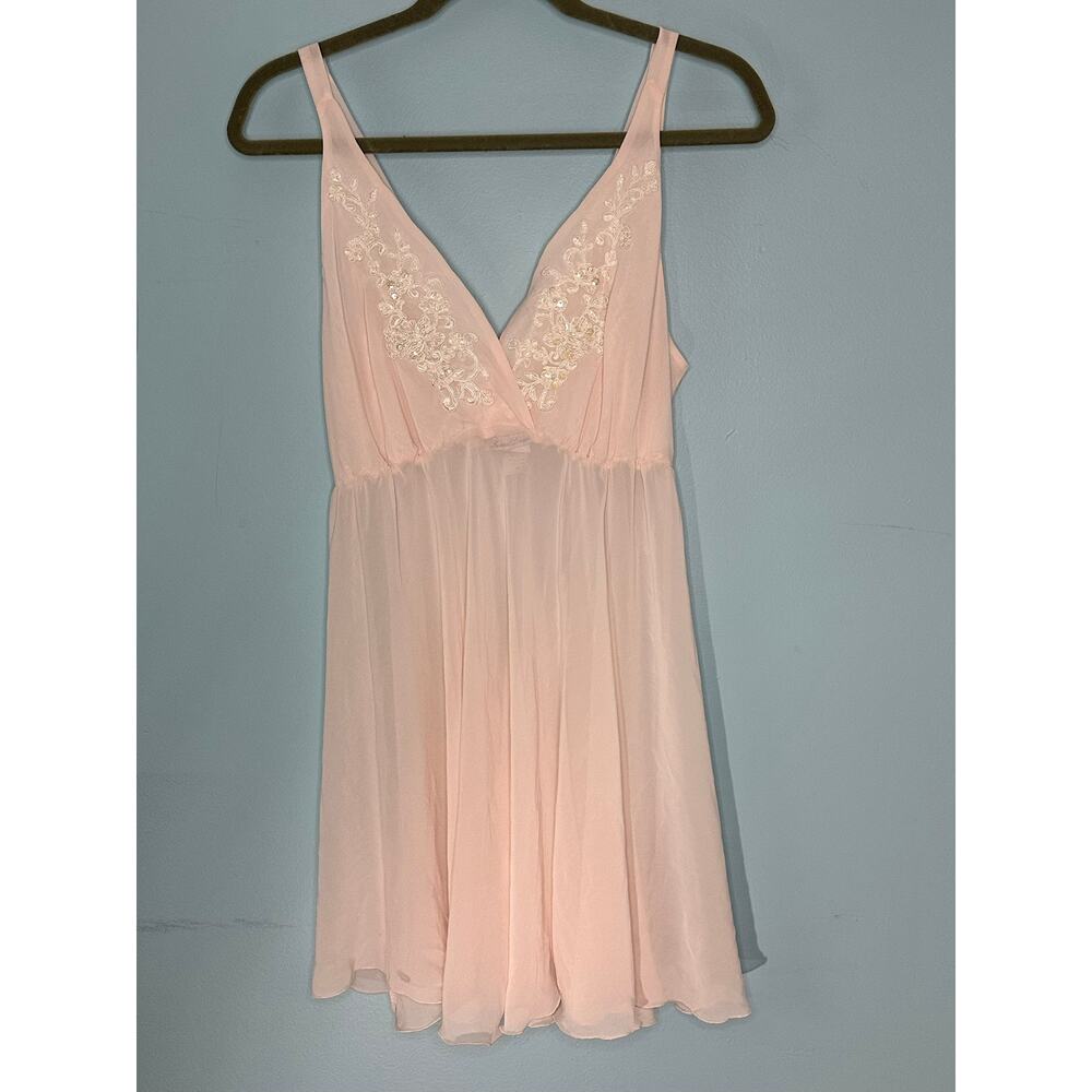 Linea Donatella Women's Chemise slip teddy, shift bridal soft pink size Medium